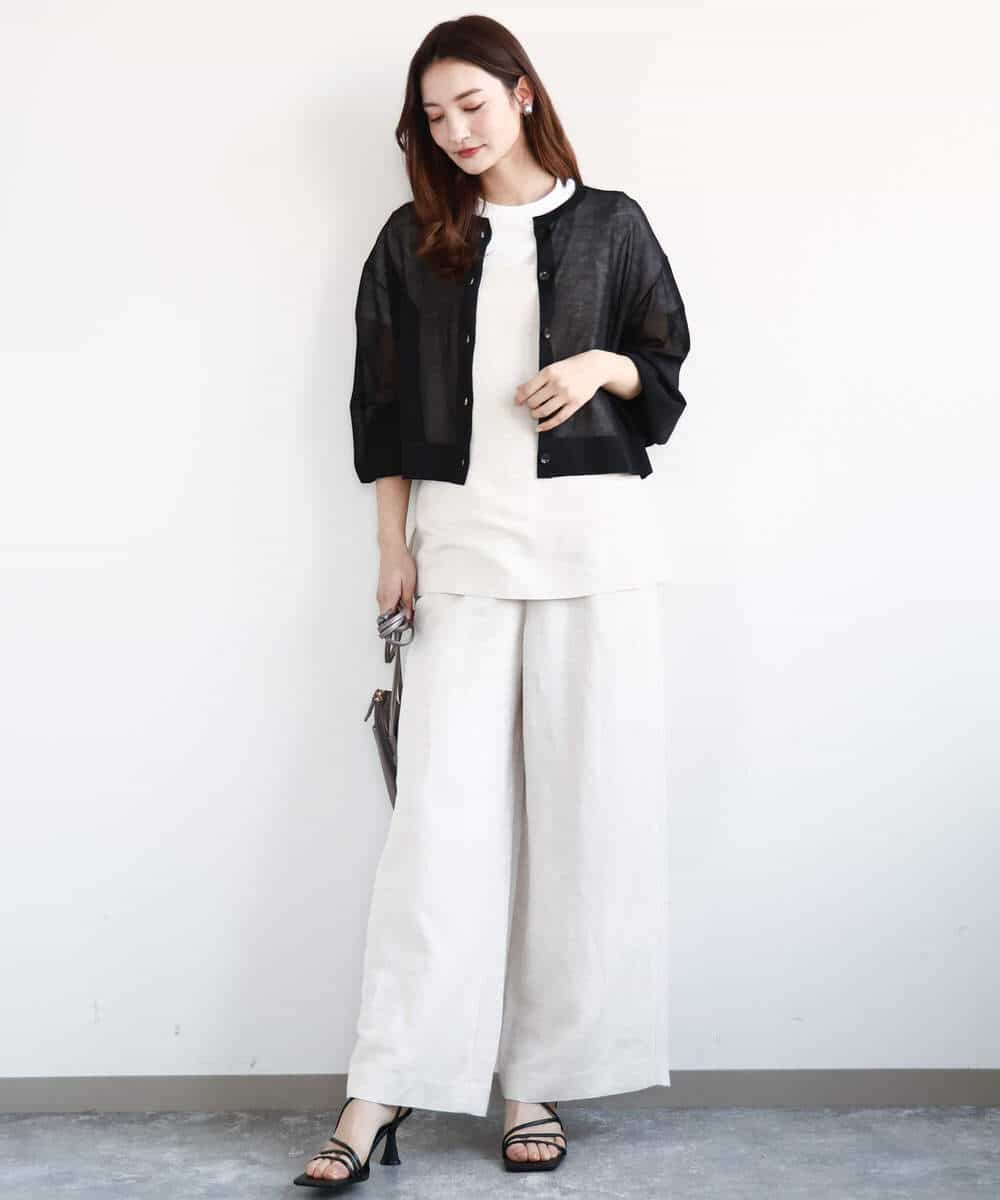 FKKGA40080 MK MICHEL KLEIN(MK ミッシェルクラン) 刺繍ロゴTシャツ/接触冷感/UVカット/洗える ホワイト