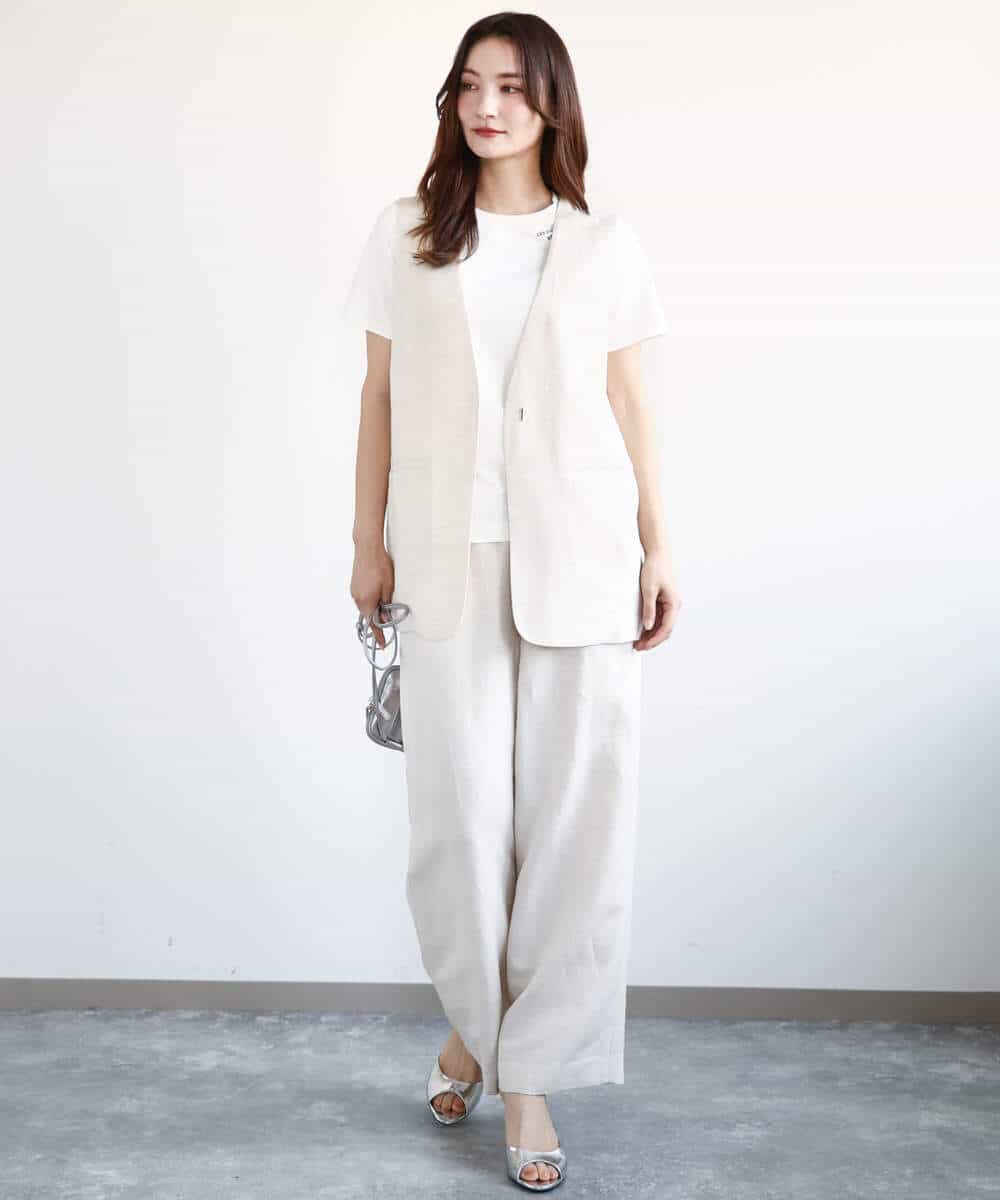 FKKGA40080 MK MICHEL KLEIN(MK ミッシェルクラン) 刺繍ロゴTシャツ/接触冷感/UVカット/洗える ホワイト