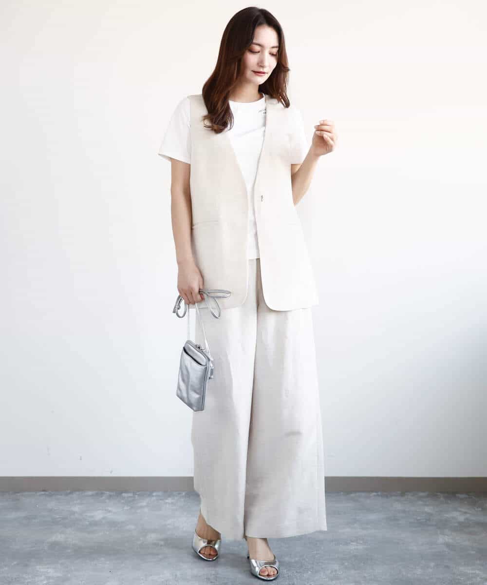 FKKGA40080 MK MICHEL KLEIN(MK ミッシェルクラン) 刺繍ロゴTシャツ/接触冷感/UVカット/洗える ホワイト