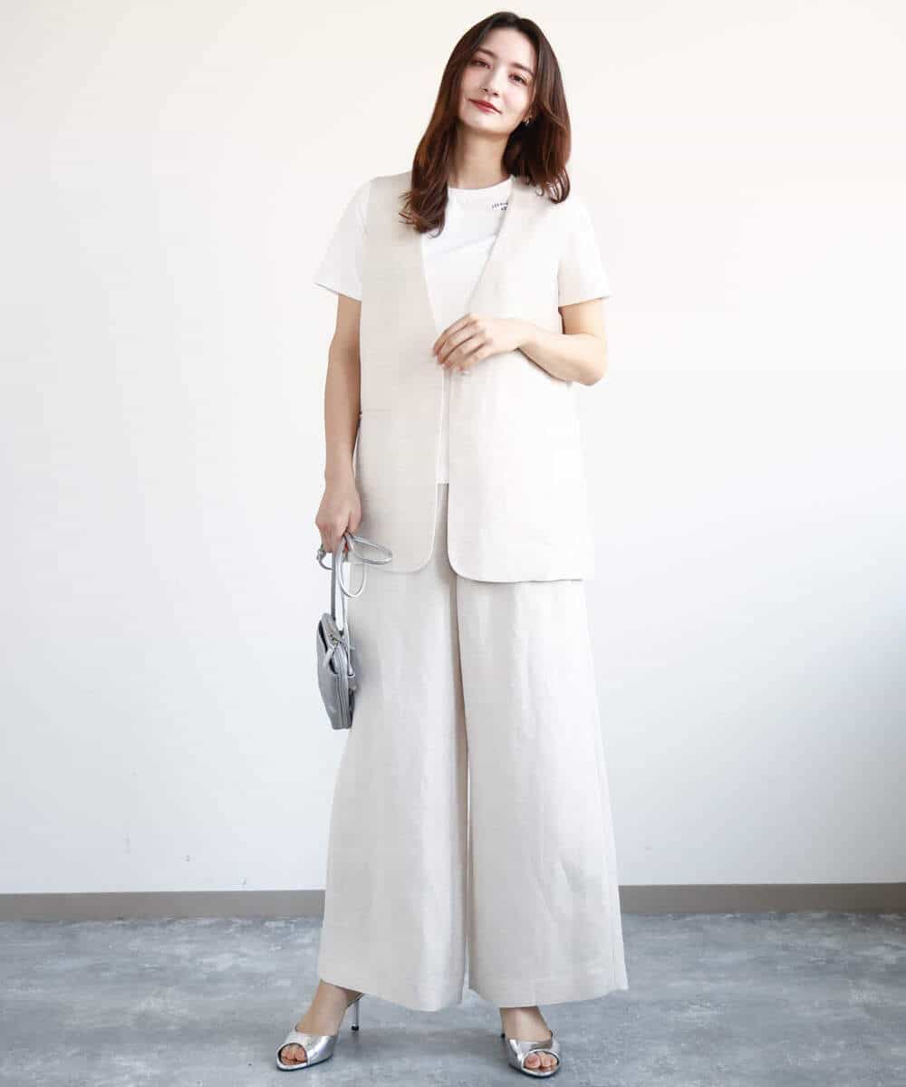 FKKGA40080 MK MICHEL KLEIN(MK ミッシェルクラン) 刺繍ロゴTシャツ/接触冷感/UVカット/洗える ホワイト