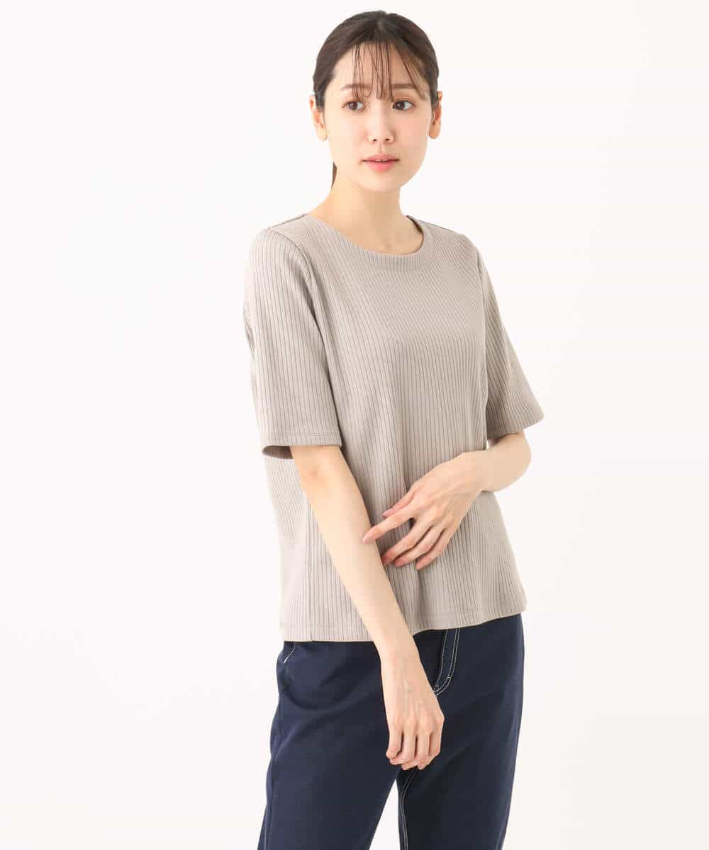 FKKGA43110 MK MICHEL KLEIN(MK ミッシェルクラン) ワイドテレコリブカットソー/洗える モカグレー