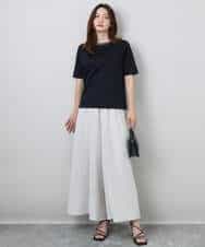 FKKGA50090 MK MICHEL KLEIN(MK ミッシェルクラン) ラメ入りネックデザインTシャツ/接触冷感/洗える ホワイト