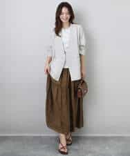 FKKGA50090 MK MICHEL KLEIN(MK ミッシェルクラン) ラメ入りネックデザインTシャツ/接触冷感/洗える ホワイト