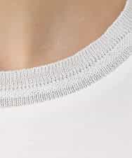 FKKGA50090 MK MICHEL KLEIN(MK ミッシェルクラン) ラメ入りネックデザインTシャツ/接触冷感/洗える ホワイト