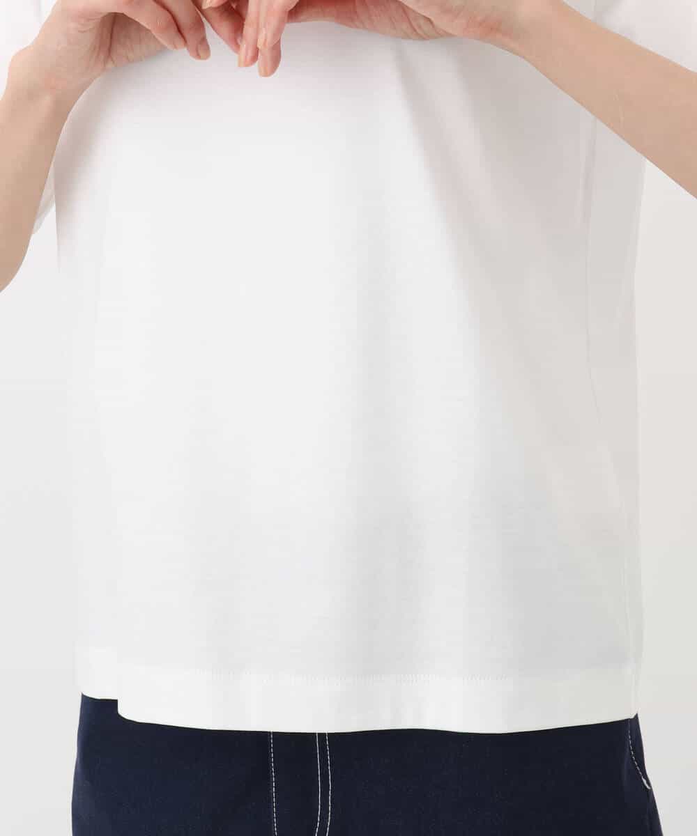 FKKGA50090 MK MICHEL KLEIN(MK ミッシェルクラン) ラメ入りネックデザインTシャツ/接触冷感/洗える ホワイト