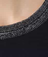 FKKGA50090 MK MICHEL KLEIN(MK ミッシェルクラン) ラメ入りネックデザインTシャツ/接触冷感/洗える ホワイト