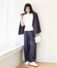 FKKGA50090 MK MICHEL KLEIN(MK ミッシェルクラン) ラメ入りネックデザインTシャツ/接触冷感/洗える ホワイト