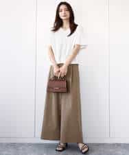 FKKGA54100 MK MICHEL KLEIN(MK ミッシェルクラン) タックヘムデザインVネックカットソー/接触冷感/UVカット/洗える ブルー
