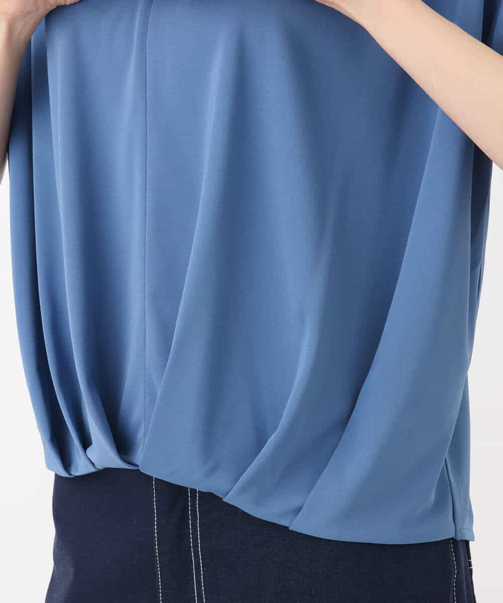 FKKGA54100 MK MICHEL KLEIN(MK ミッシェルクラン) タックヘムデザインVネックカットソー/接触冷感/UVカット/洗える ブルー