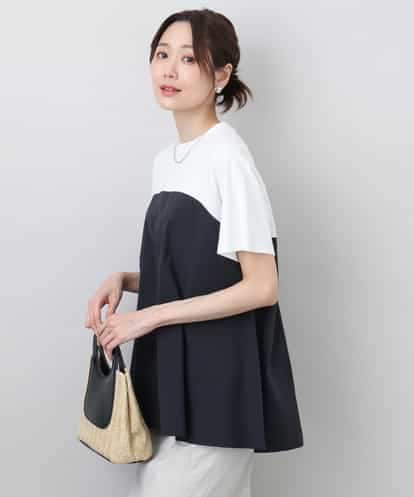FKKGC41120 MK MICHEL KLEIN ビスチェレイヤード風フレアーTシャツ(無地)/洗える