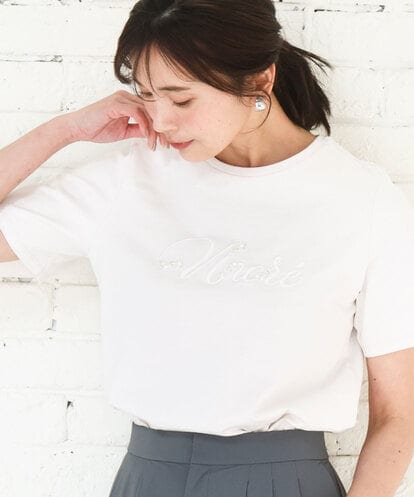 FKKGD30090 MK MICHEL KLEIN ビーズ刺繍ロゴTシャツ/洗える