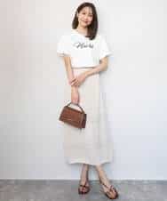 FKKGD30090 MK MICHEL KLEIN(MK ミッシェルクラン) ビーズ刺繍ロゴTシャツ/洗える ベージュ