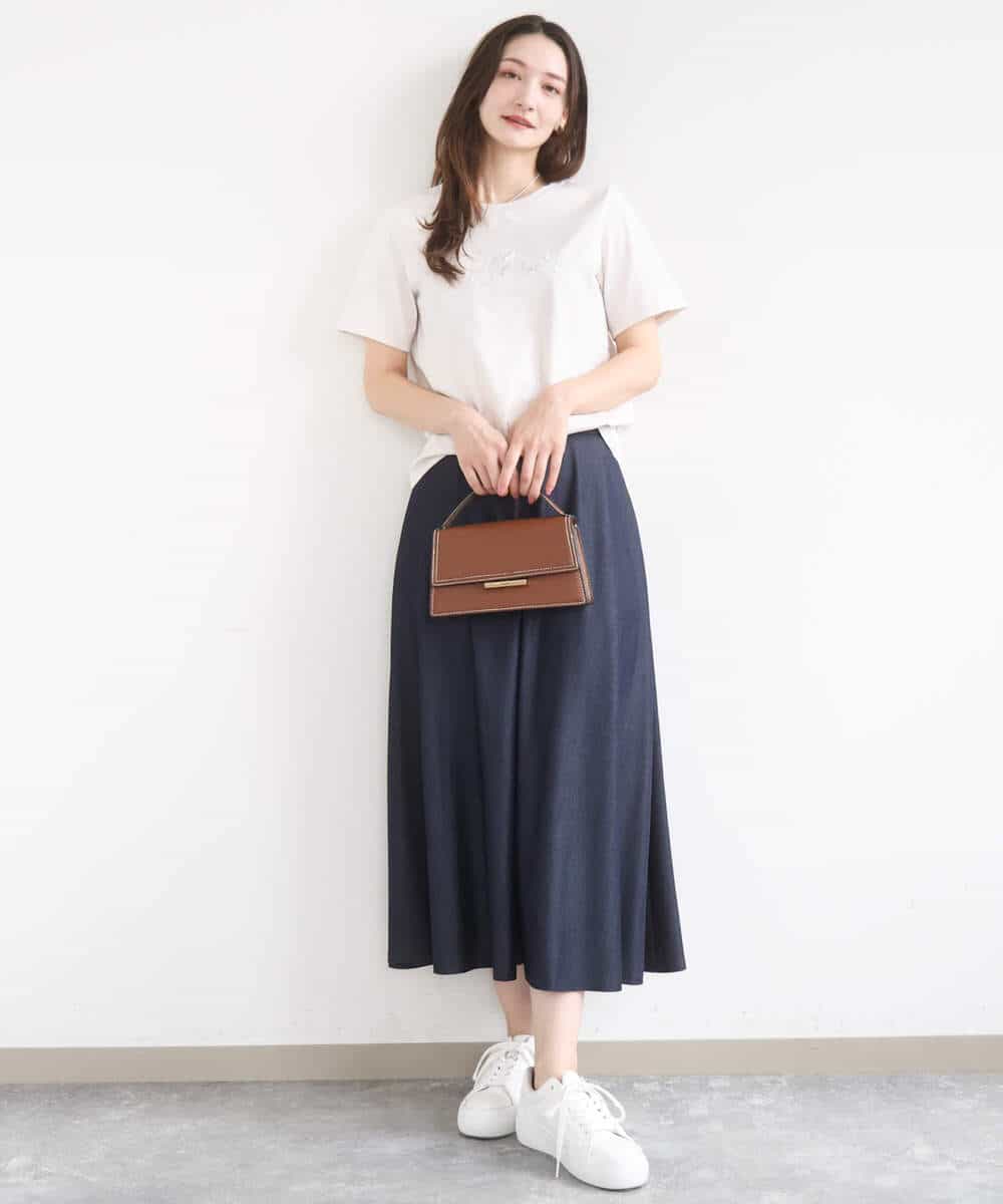 FKKGD30090 MK MICHEL KLEIN(MK ミッシェルクラン) ビーズ刺繍ロゴTシャツ/洗える ベージュ