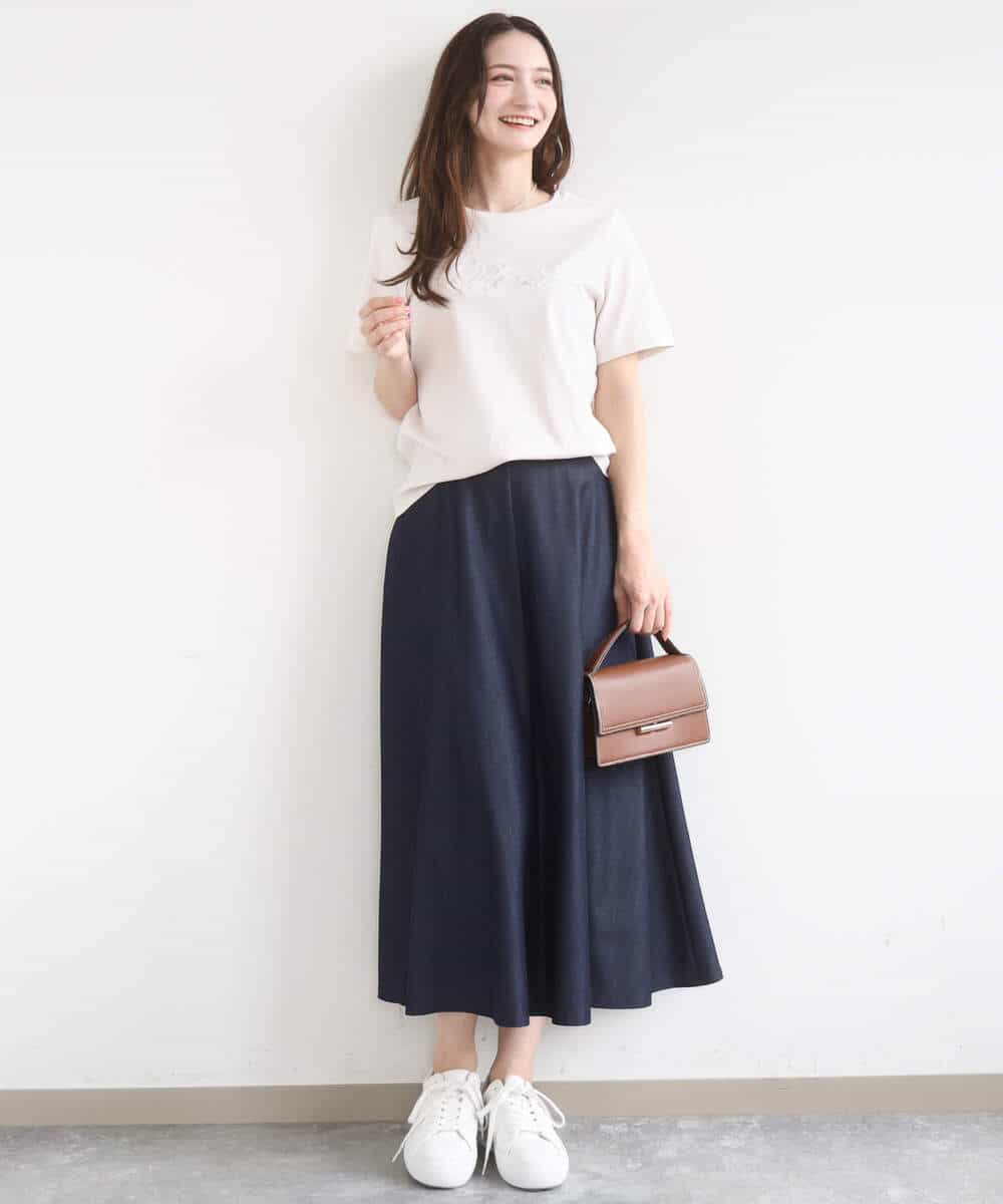 FKKGD30090 MK MICHEL KLEIN(MK ミッシェルクラン) ビーズ刺繍ロゴTシャツ/洗える ベージュ