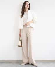 FKKGD30090 MK MICHEL KLEIN(MK ミッシェルクラン) ビーズ刺繍ロゴTシャツ/洗える ベージュ