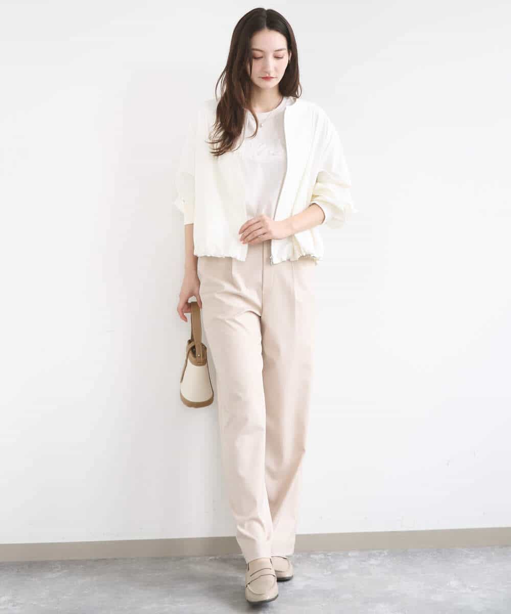 FKKGD30090 MK MICHEL KLEIN(MK ミッシェルクラン) ビーズ刺繍ロゴTシャツ/洗える ベージュ