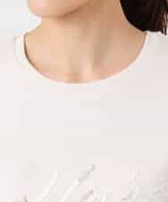 FKKGD30090 MK MICHEL KLEIN(MK ミッシェルクラン) ビーズ刺繍ロゴTシャツ/洗える ベージュ