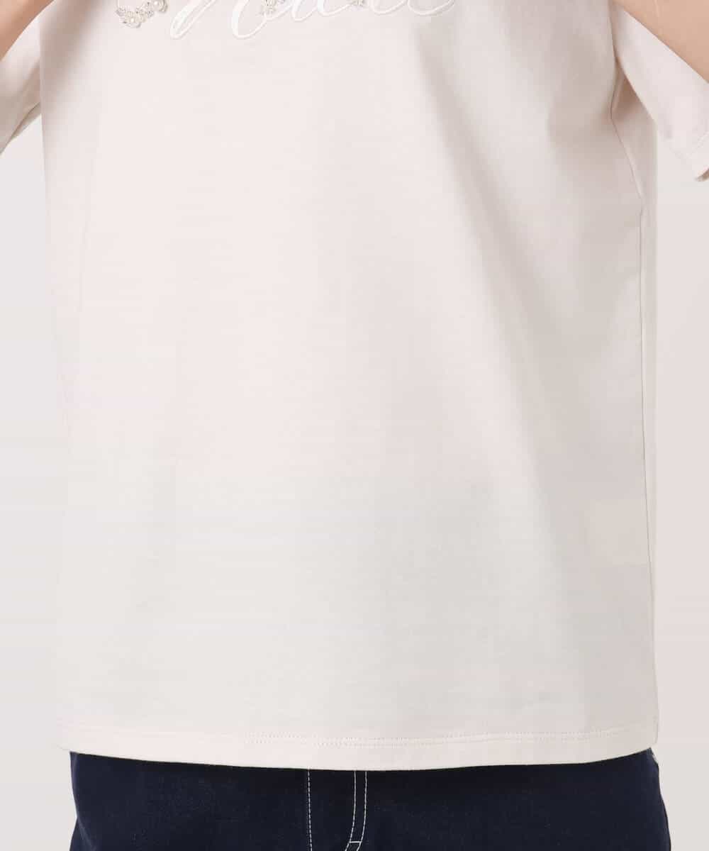 FKKGD30090 MK MICHEL KLEIN(MK ミッシェルクラン) ビーズ刺繍ロゴTシャツ/洗える ベージュ