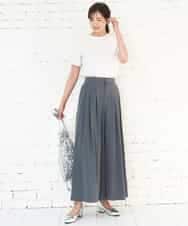 FKKGD30090 MK MICHEL KLEIN(MK ミッシェルクラン) [洗える]ビーズ刺繍ロゴTシャツ ベージュ