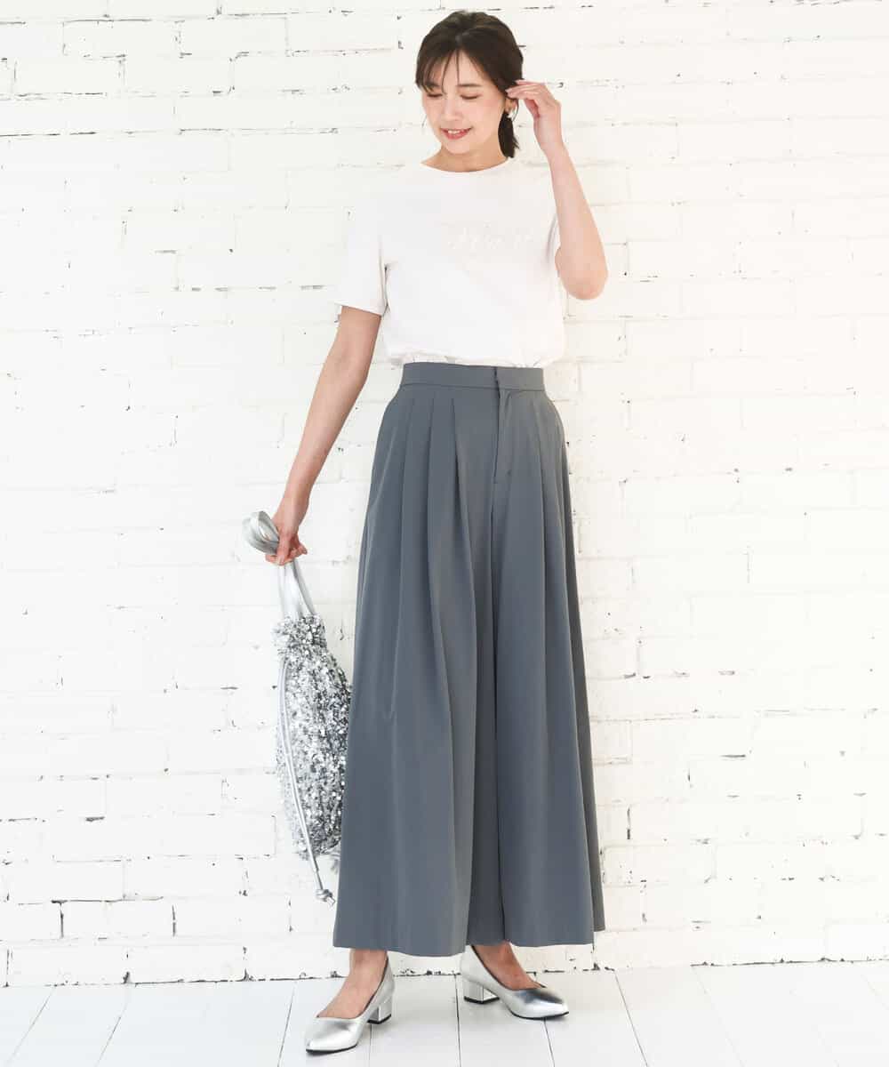 FKKGD30090 MK MICHEL KLEIN(MK ミッシェルクラン) [洗える]ビーズ刺繍ロゴTシャツ ベージュ