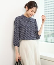 FKKGD31140 MK MICHEL KLEIN(MK ミッシェルクラン) [イージーケア/洗える]幾何柄ジャージーカットソー ライトブルー