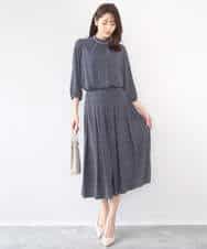 FKKGD31140 MK MICHEL KLEIN(MK ミッシェルクラン) 幾何柄ボウタイジャージーカットソー/洗える ライトブルー