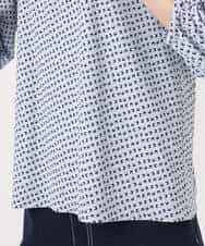 FKKGD31140 MK MICHEL KLEIN(MK ミッシェルクラン) 幾何柄ボウタイジャージーカットソー/洗える ライトブルー