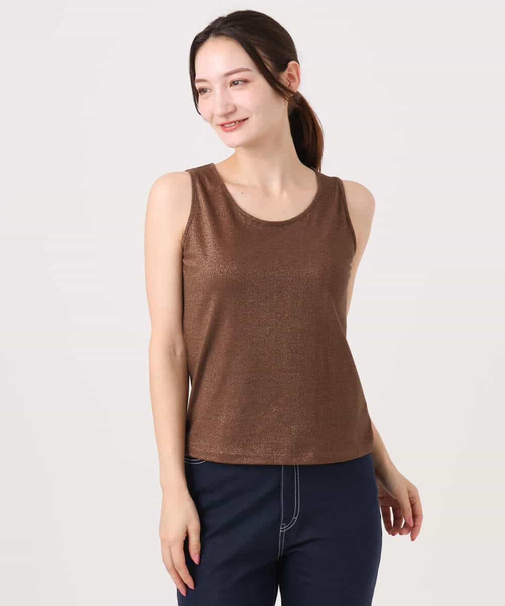 FKKGD32045 MK MICHEL KLEIN(MK ミッシェルクラン) ラメタンクトップ/UVカット/洗える ブラウン