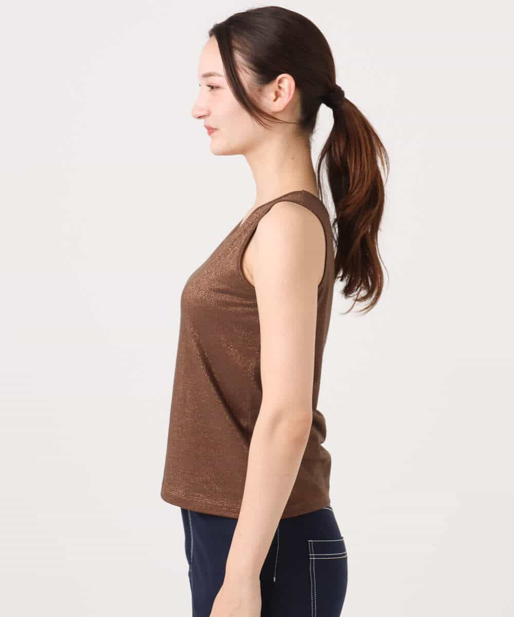 FKKGD32045 MK MICHEL KLEIN(MK ミッシェルクラン) ラメタンクトップ/UVカット/洗える ブラウン