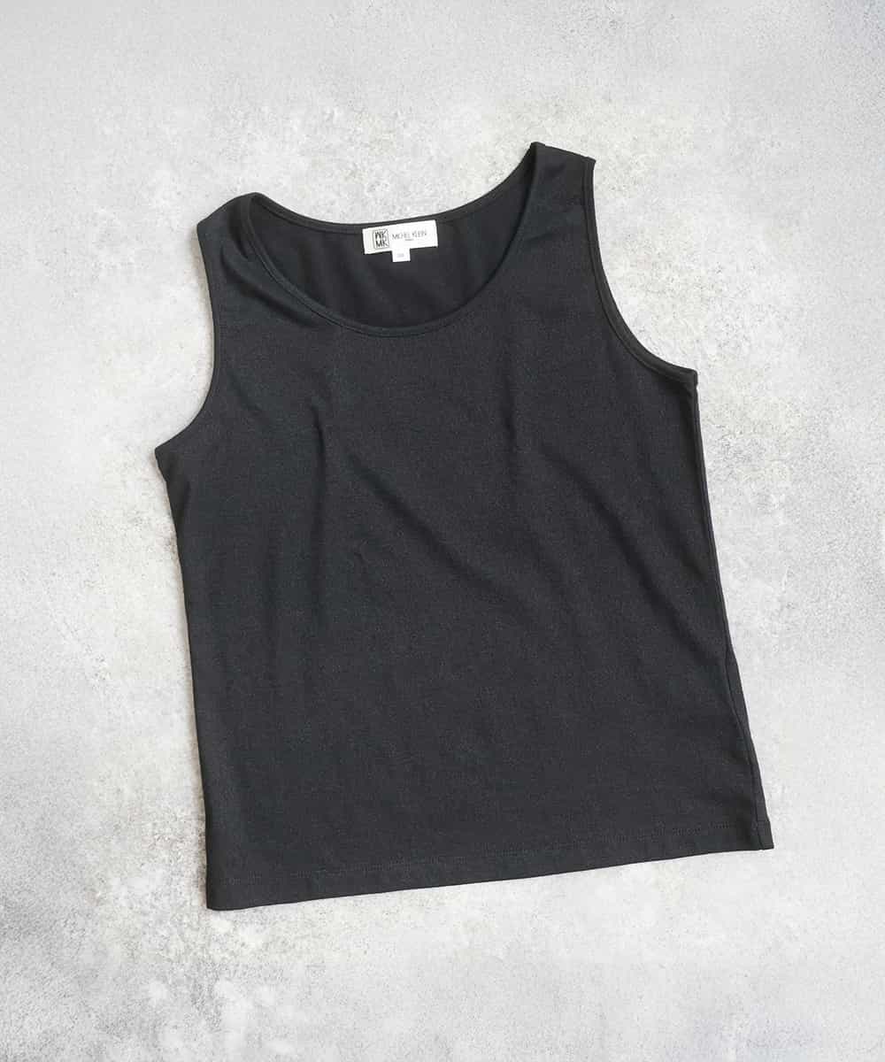 FKKGD32045 MK MICHEL KLEIN(MK ミッシェルクラン) ラメタンクトップ/UVカット/洗える ブラック