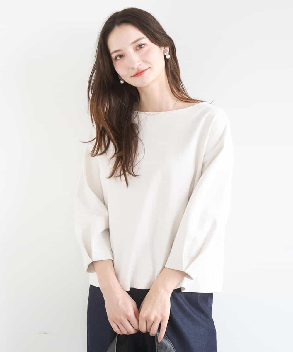 FKKGD32120 MK MICHEL KLEIN(MK ミッシェルクラン) コットンポンチカットソー/洗える ベージュ