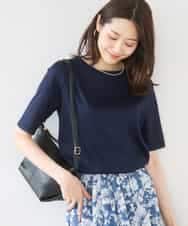 FKKGD33090 MK MICHEL KLEIN(MK ミッシェルクラン) シルケットフライス半袖カットソー/洗える ネイビー