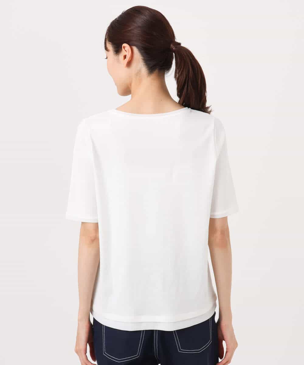 FKKGD33090 MK MICHEL KLEIN(MK ミッシェルクラン) シルケットフライス半袖カットソー/洗える ホワイト