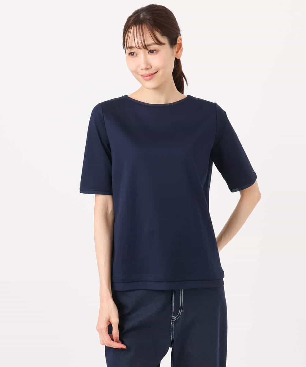 FKKGD33090 MK MICHEL KLEIN(MK ミッシェルクラン) シルケットフライス半袖カットソー/洗える ホワイト