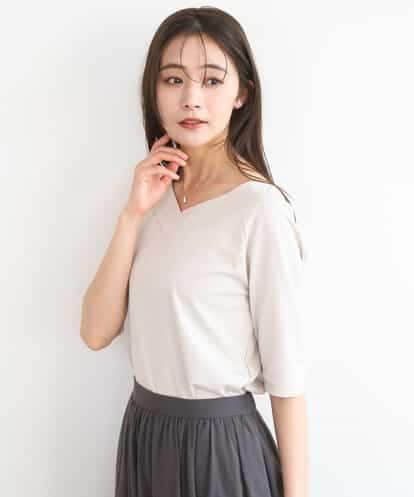 FKKGD40090 MK MICHEL KLEIN 2wayネックデザインポンチカットソー/接触冷感/UVカット/洗える