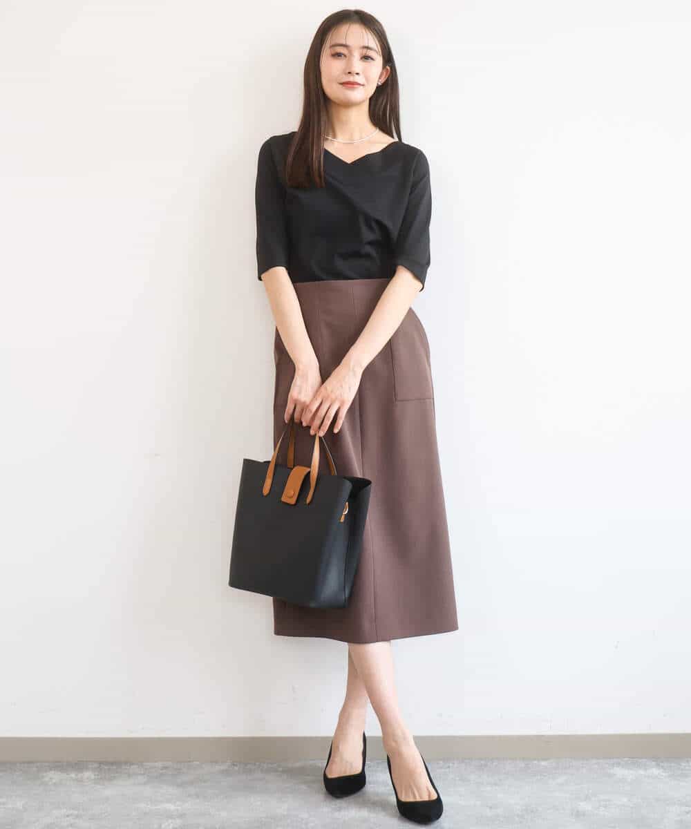 FKKGD40090 MK MICHEL KLEIN(MK ミッシェルクラン) 2wayネックデザインポンチカットソー/接触冷感/UVカット/洗える ベージュ