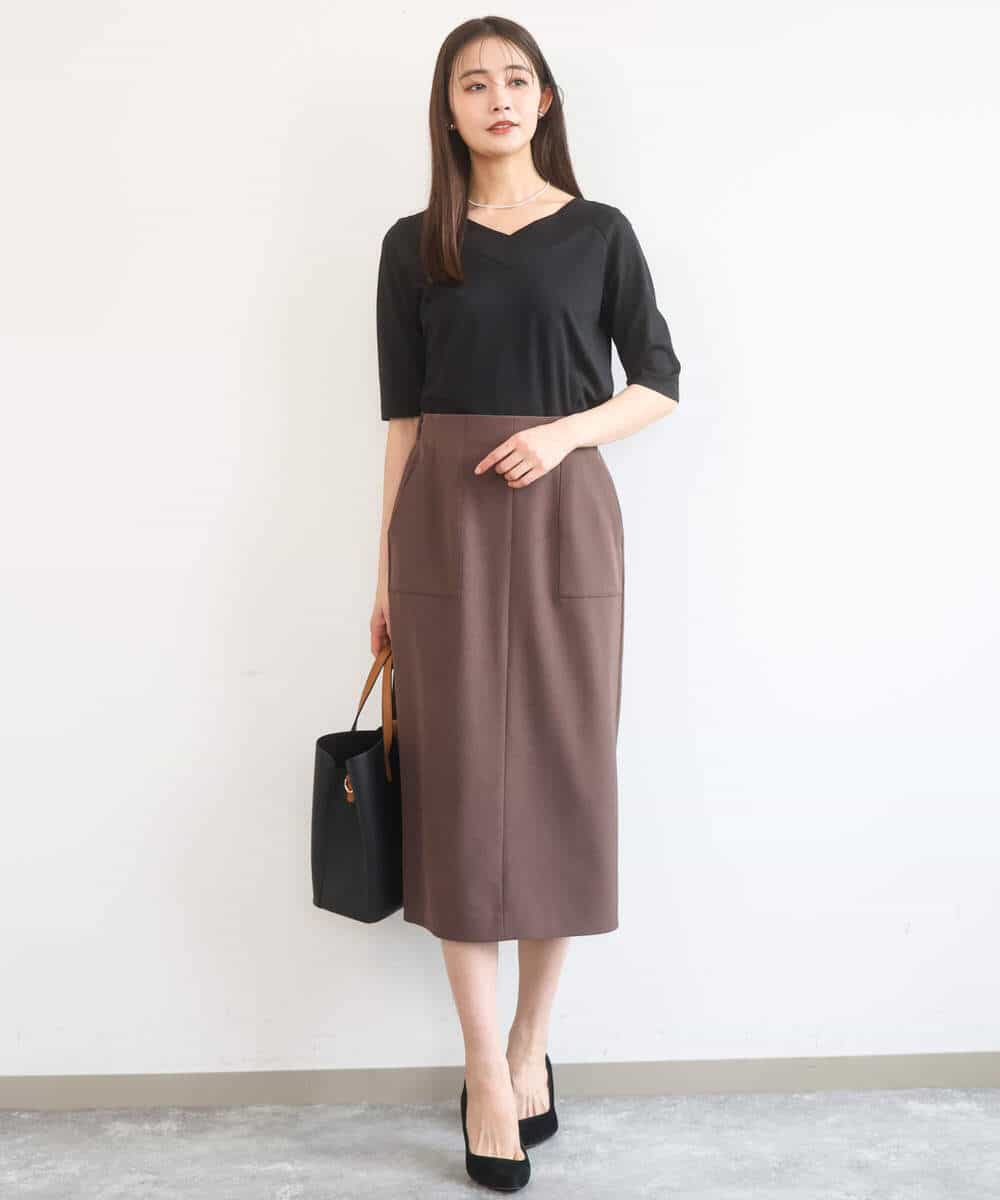 FKKGD40090 MK MICHEL KLEIN(MK ミッシェルクラン) 2wayネックデザインポンチカットソー/接触冷感/UVカット/洗える ベージュ