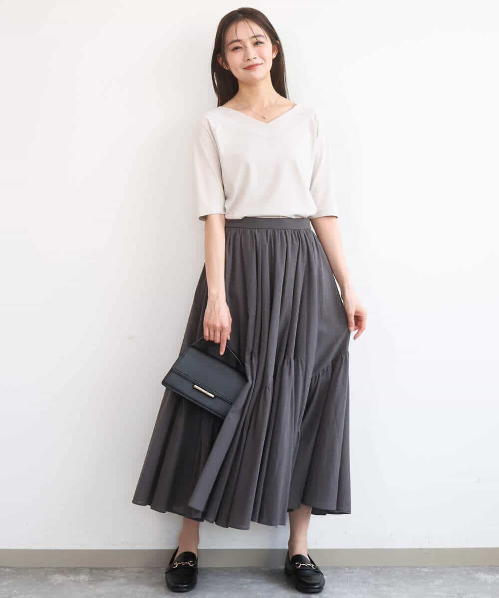 FKKGD40090 MK MICHEL KLEIN(MK ミッシェルクラン) 2wayネックデザインポンチカットソー/接触冷感/UVカット/洗える ベージュ