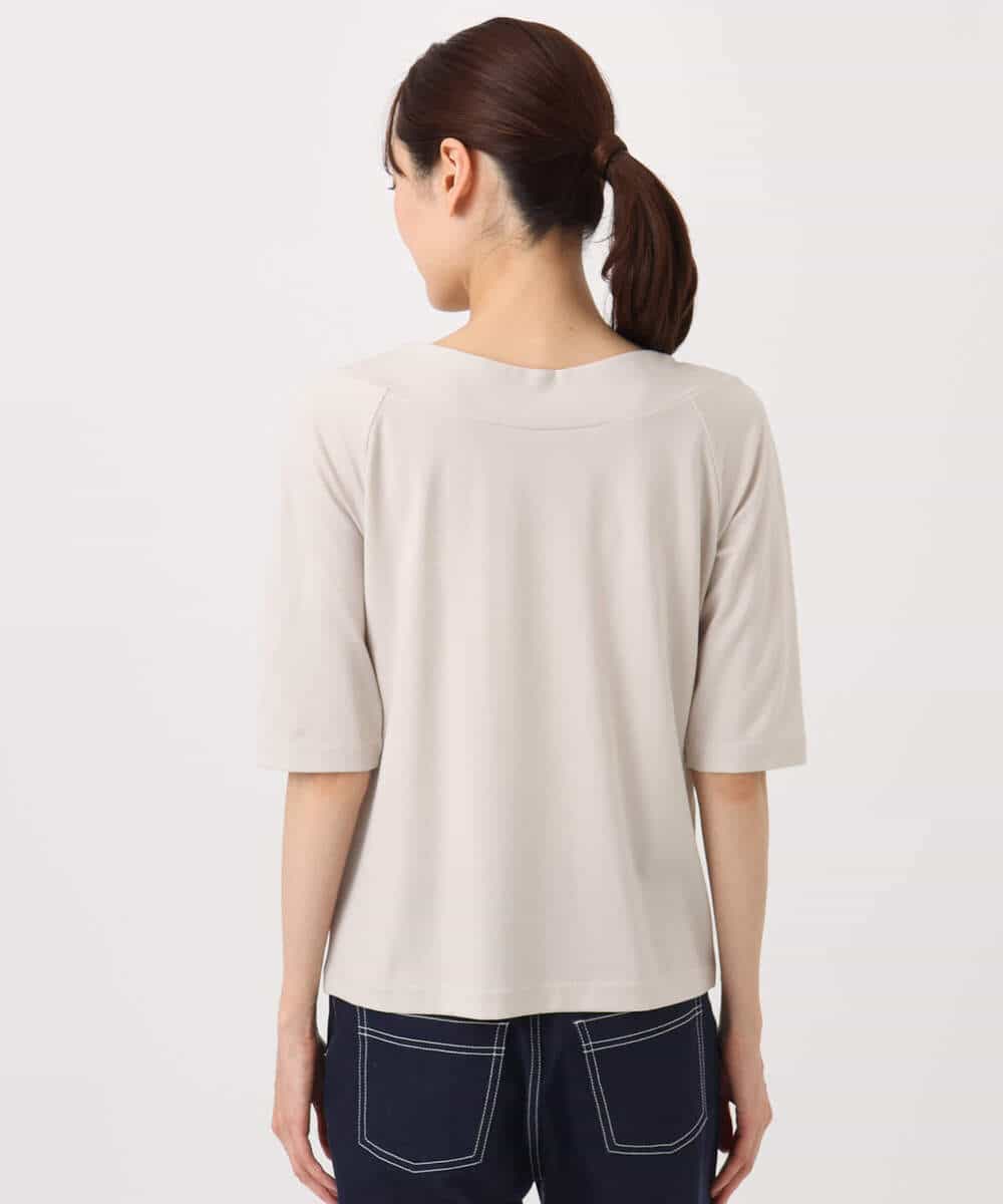 FKKGD40090 MK MICHEL KLEIN(MK ミッシェルクラン) 2wayネックデザインポンチカットソー/接触冷感/UVカット/洗える ベージュ