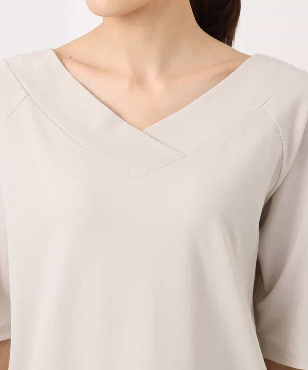 FKKGD40090 MK MICHEL KLEIN(MK ミッシェルクラン) 2wayネックデザインポンチカットソー/接触冷感/UVカット/洗える ベージュ