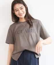 FKKGD41080 MK MICHEL KLEIN(MK ミッシェルクラン) ニュアンス配色コットンロゴTシャツ/洗える カーキブラウン