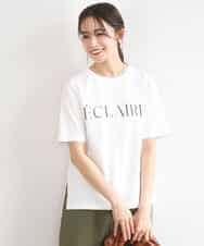 FKKGD41080 MK MICHEL KLEIN(MK ミッシェルクラン) ニュアンス配色コットンロゴTシャツ/洗える ホワイト
