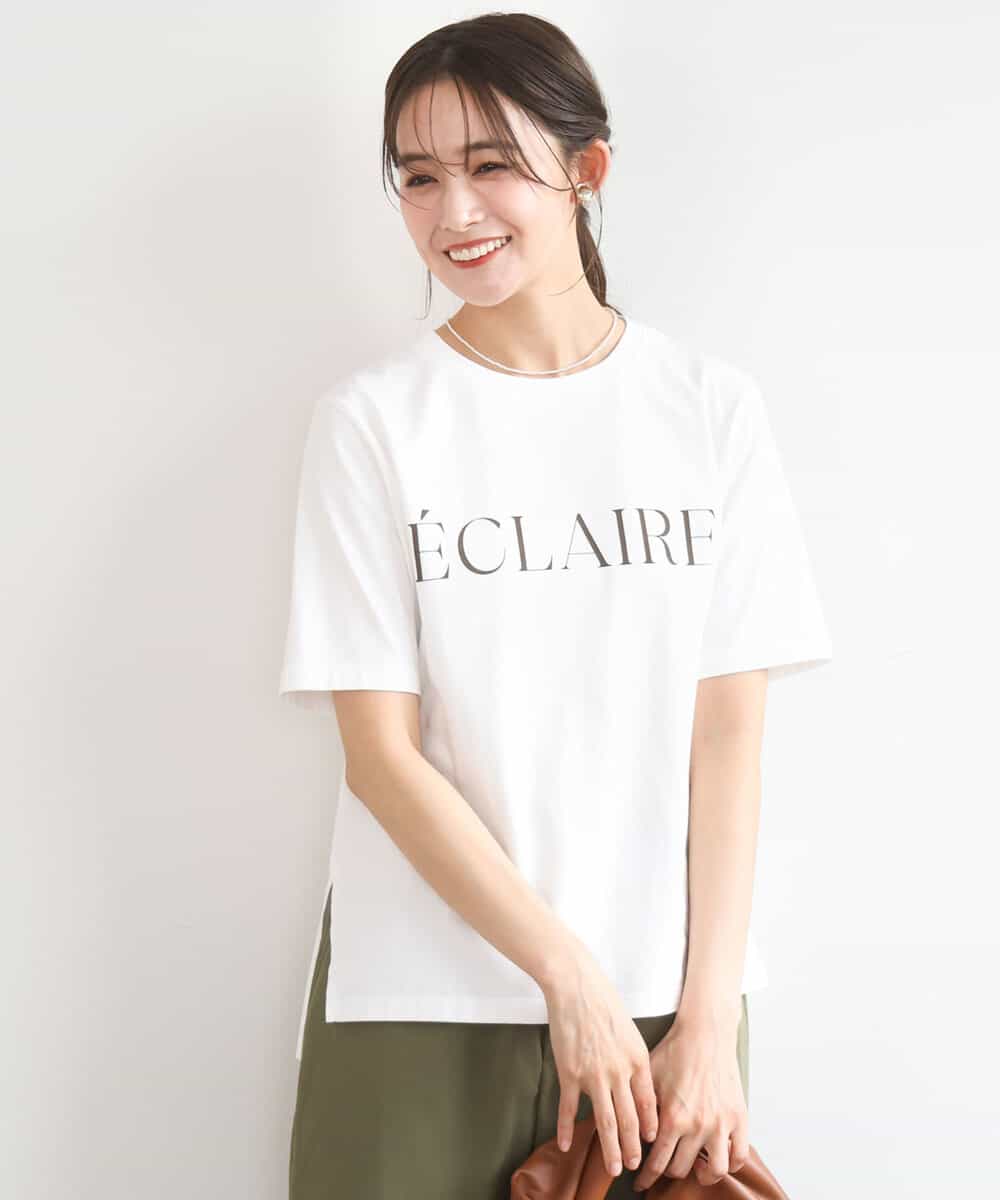 FKKGD41080 MK MICHEL KLEIN(MK ミッシェルクラン) ニュアンス配色コットンロゴTシャツ/洗える ホワイト