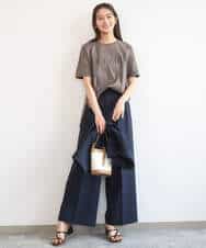 FKKGD41080 MK MICHEL KLEIN(MK ミッシェルクラン) ニュアンス配色コットンロゴTシャツ/洗える ホワイト