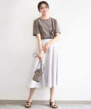 FKKGD41080 MK MICHEL KLEIN(MK ミッシェルクラン) ニュアンス配色コットンロゴTシャツ/洗える ホワイト