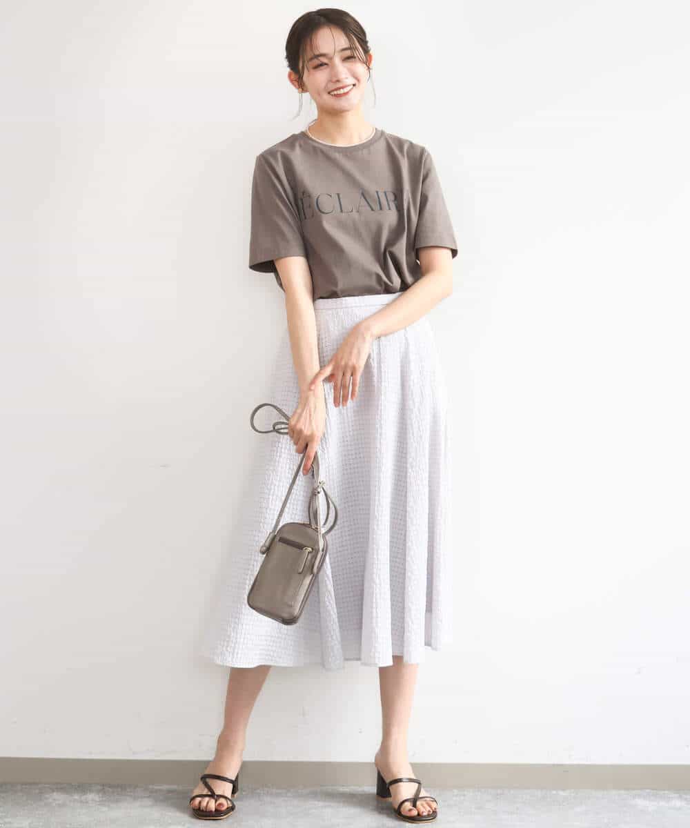 FKKGD41080 MK MICHEL KLEIN(MK ミッシェルクラン) ニュアンス配色コットンロゴTシャツ/洗える ホワイト