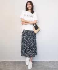 FKKGD41080 MK MICHEL KLEIN(MK ミッシェルクラン) ニュアンス配色コットンロゴTシャツ/洗える ホワイト