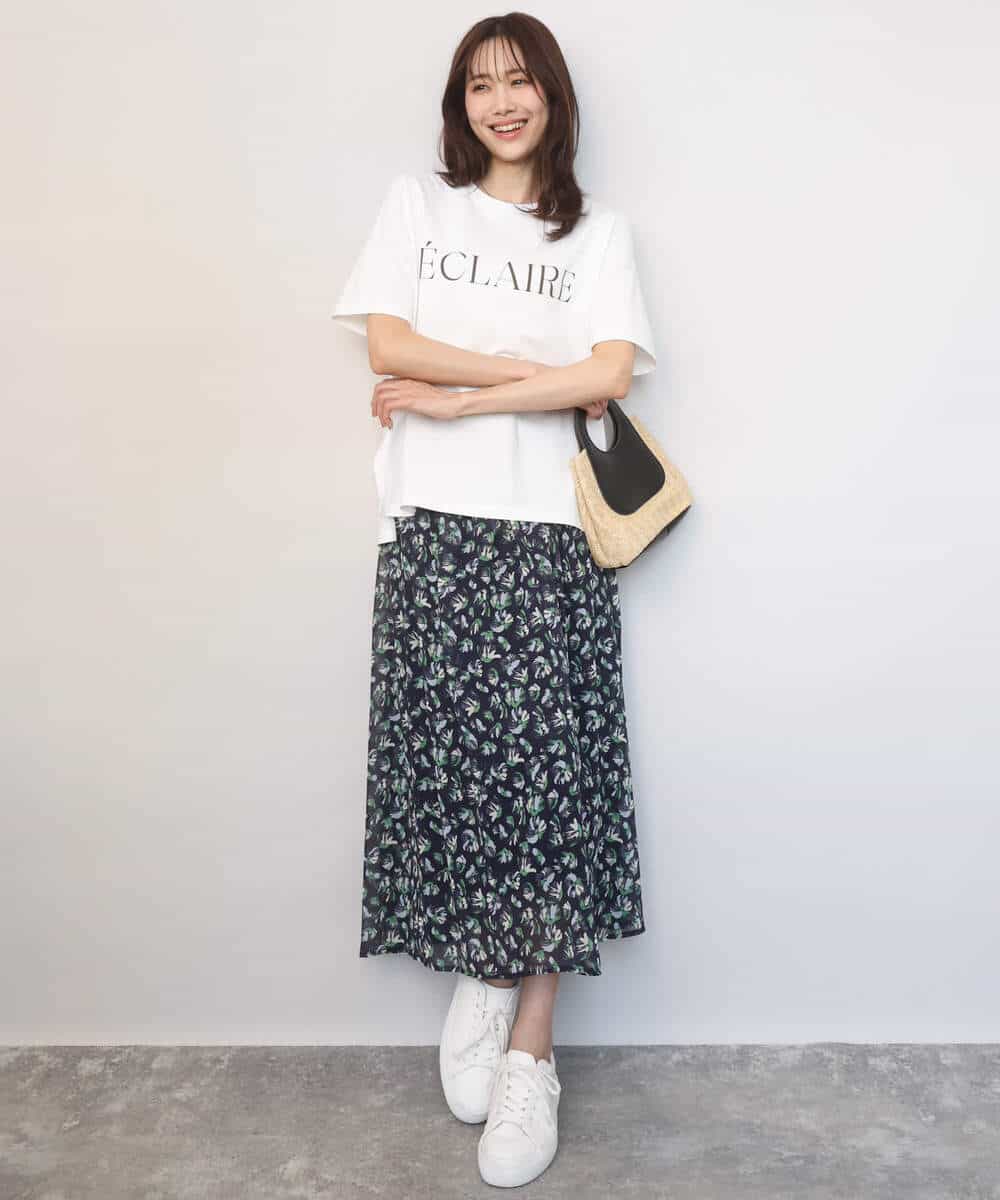 FKKGD41080 MK MICHEL KLEIN(MK ミッシェルクラン) ニュアンス配色コットンロゴTシャツ/洗える ホワイト