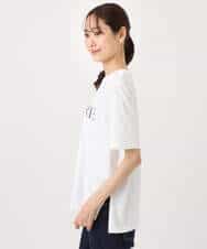 FKKGD41080 MK MICHEL KLEIN(MK ミッシェルクラン) ニュアンス配色コットンロゴTシャツ/洗える ホワイト