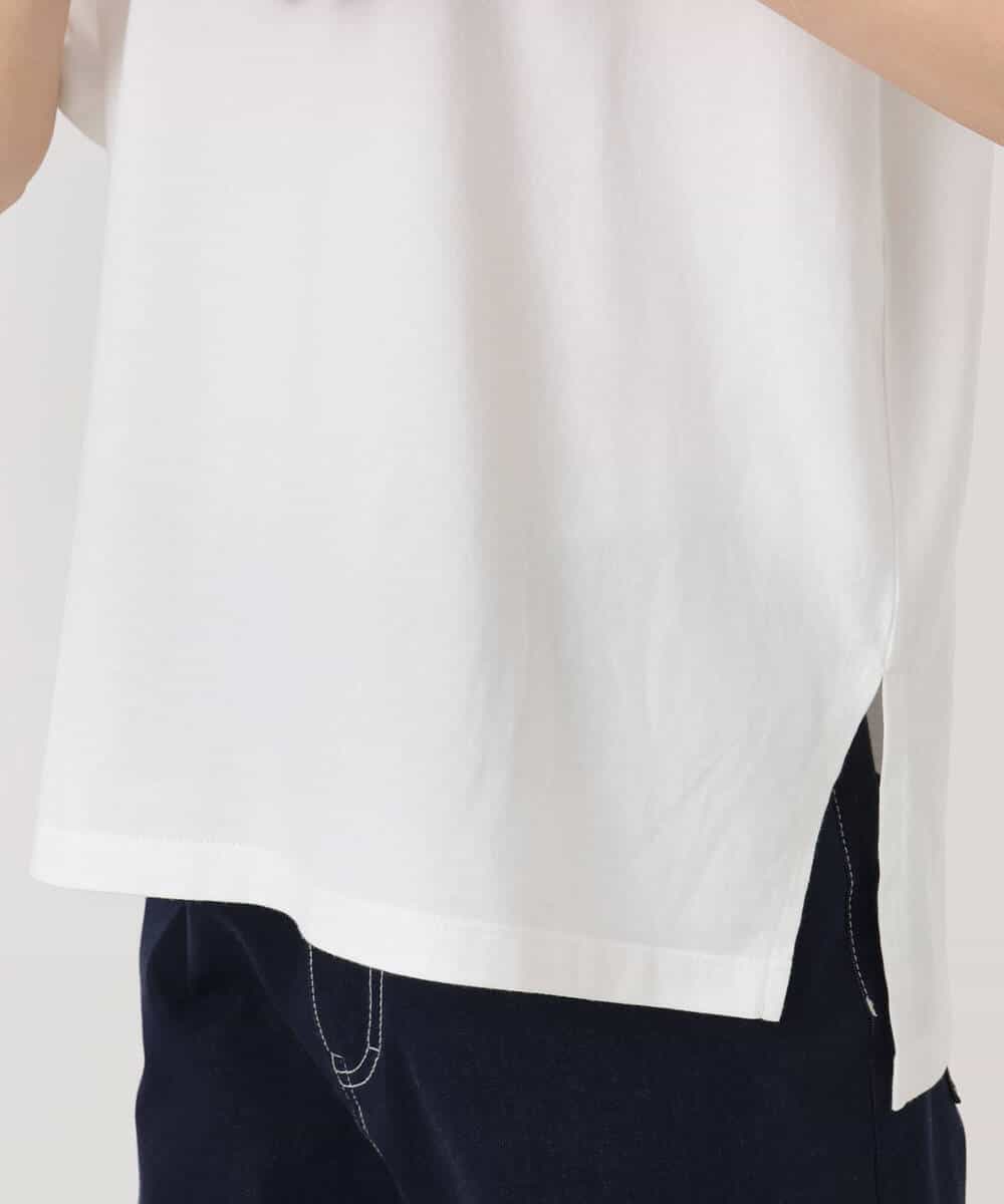 FKKGD41080 MK MICHEL KLEIN(MK ミッシェルクラン) ニュアンス配色コットンロゴTシャツ/洗える ホワイト